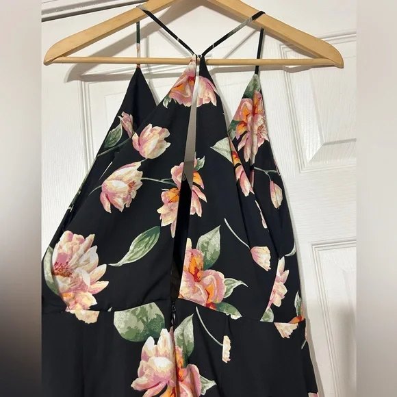 LUSH Black Floral Maxi Dress Sleeveless Women’s Size M - Picture 7 of 9